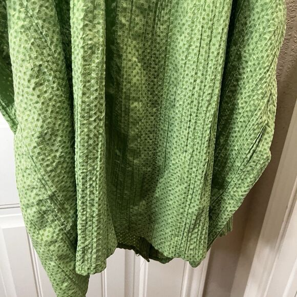 Liz & Me Green Pintucked Pleated Button Up Short Sleeve Top Blouse Women Size 3X - Picture 9 of 10
